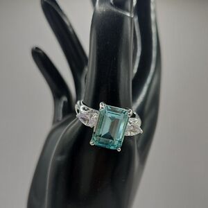 NWOT Bling Jewelry Silver Ring with Blue and Clear Gemstones